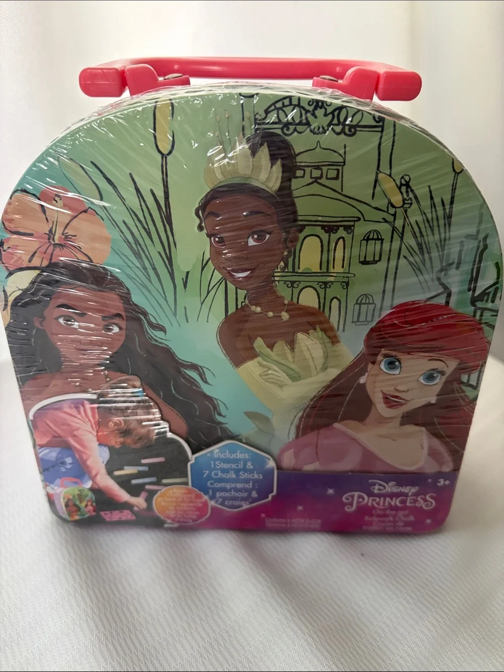 Disney Princess Sidewalk Chalk Set with Pink Handle and Multicolor Artwork